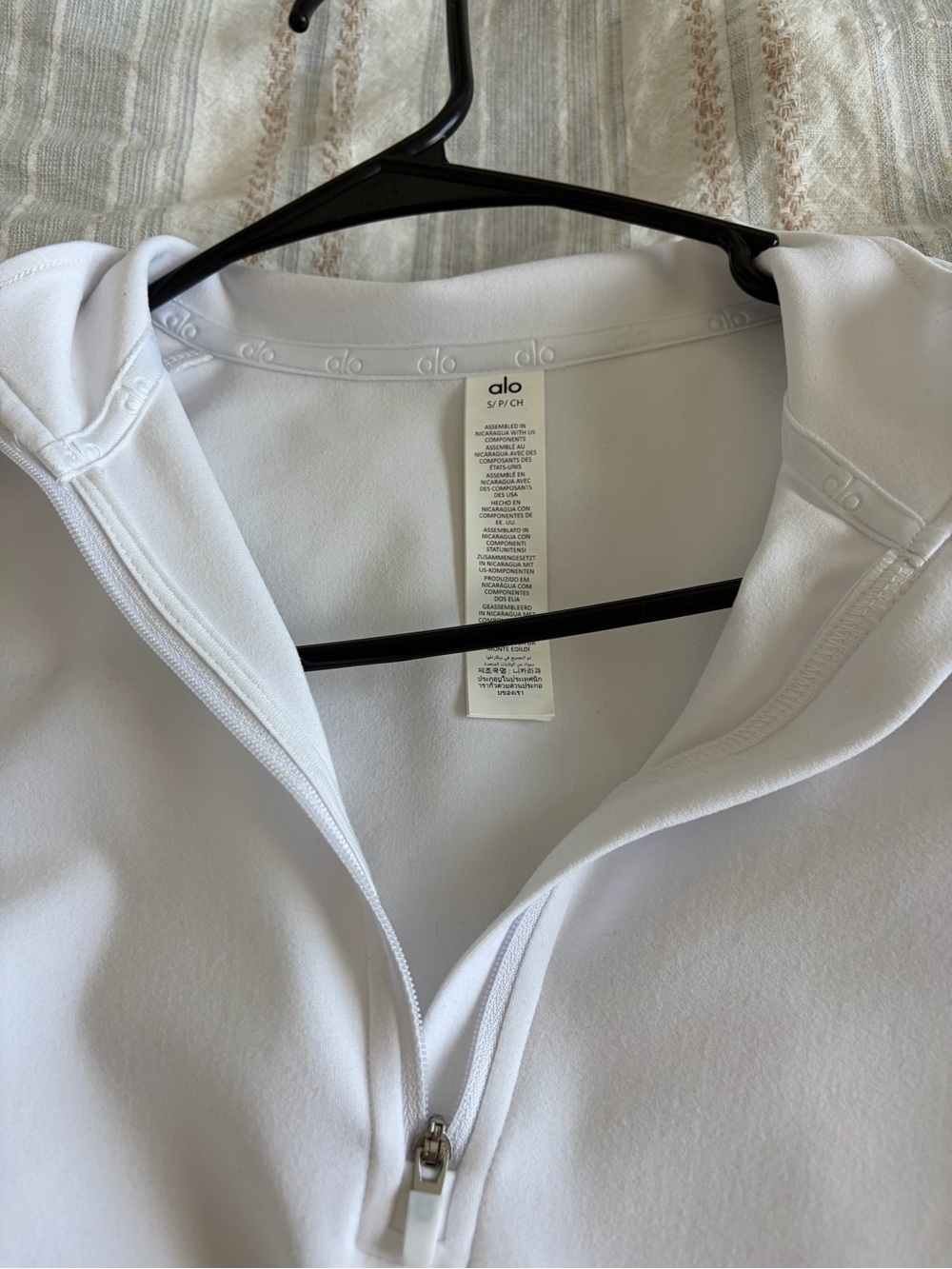 ALO Yoga White Quarter-Zip Bomber Jacket